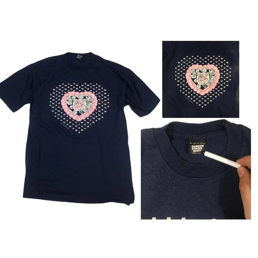 WS286 Women’s Vintage Screen Stars Hearts T Shirt XL